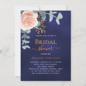 ローズゴールドグリーン ネイビーブルー ラグジュアリー ブライダルシャワー 招待状 (正面)