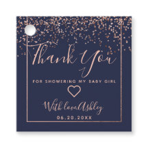 ローズゴールドコンフェッティネイビーブルーありがとうベビーシャワー