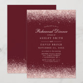 ローズゴールドコンフェッティ バーガンディ モダン リハーサル 招待状 (正面/裏面)