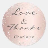 ローズゴールドシルバーグリッター ダスト モノグラム ありがとうございます ラウンドシール (正面)