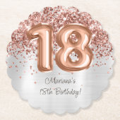  ローズゴールドシルバー18歳の誕生日パーティー ペーパーコースター (正面)