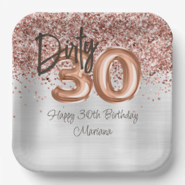 ローズゴールドシルバー30歳の誕生日パーティー ペーパープレート