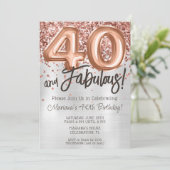 ローズゴールドシルバー40歳の誕生日パーティーの招待状 招待状 (スタンド正面)