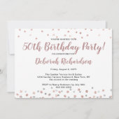 ローズゴールドシルバー フォト コラージュ 50歳の誕生日 招待状 (裏面)