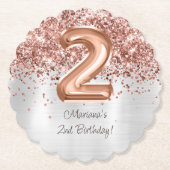 ローズゴールドシルバー 2歳の誕生日パーティー ペーパーコースター (正面)
