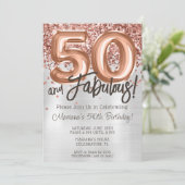 ローズゴールドシルバー 50歳の誕生日パーティーの招待状 招待状 (スタンド正面)