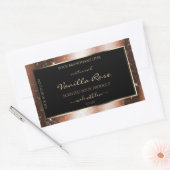 ローズゴールドスパークルグリッター フレーム グラム プロダクトラベル 長方形シール (封筒)