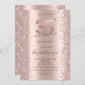 ローズゴールドスパークルダイヤモンド 35歳の誕生日 招待状 (正面/裏面)