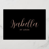 ローズゴールドスパークルドレスのキンセアニエラ招待状 箔招待状 (裏面)