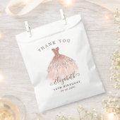 ローズゴールドスパークルドレス16th誕生日ありがとう フェイバーバッグ (クリップ留めされた状態)