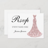 ローズゴールドスパークルドレス すべての誕生日 / ウェディングへの返信 出欠カード (正面/裏面)