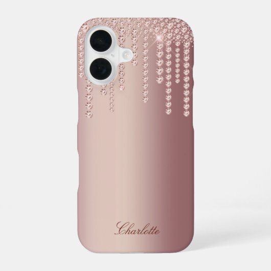 ローズゴールドスパークル iPhone 16ケース (裏面)