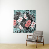 ローズゴールドトロピカルエレガントボタニカルアイランドルアウ タペストリー (インサイチュ(横))