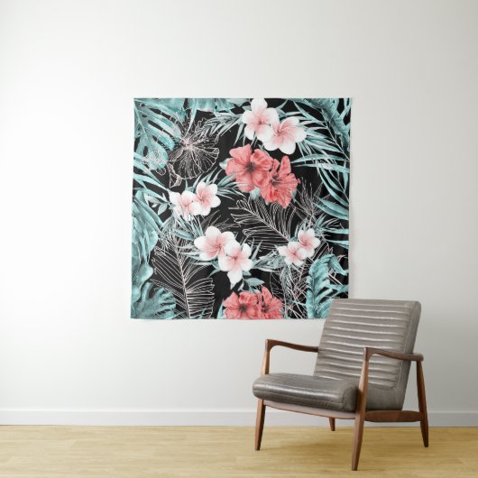 ローズゴールドトロピカルエレガントボタニカルアイランドルアウ タペストリー (インサイチュ)