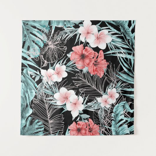 ローズゴールドトロピカルエレガントボタニカルアイランドルアウ タペストリー (正面)