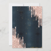 ローズゴールドドリップスドレス、ダークブルー 18歳の誕生日 招待状 (裏面)