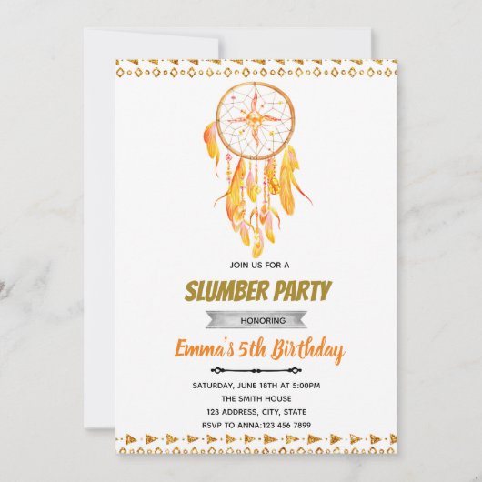 ローズゴールドドリームキャッチャー スリーパーオーバーの招待状 招待状 (正面)