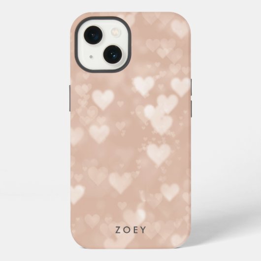 ローズゴールドハートのボケ iPhoneケース (裏面)