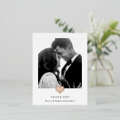 ローズゴールドハート | 結婚式の写真お礼カード 箔招待状ポストカード (立ち正面)