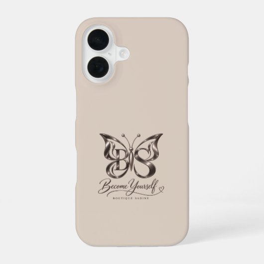 ローズゴールドバタフライ・トーストアーモンドの美意識 iPhone 16ケース (裏面)