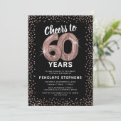ローズゴールドバルーン 60歳の誕生日招待状 招待状 (スタンド正面)