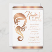 ローズゴールドビューティーガール ヘア＆メイクサロン パーティー 招待状 (正面)