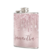 ローズゴールドピンクのイニシャルパーティー フラスク (左)