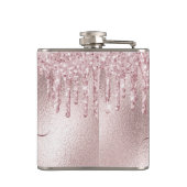 ローズゴールドピンクのモノグラム独身最後の夜パーティー フラスク (裏面)