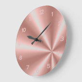 ローズゴールドピンクの箔メタリックルックガーリーインテリア ラージ壁時計 (傾斜)