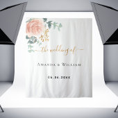 ローズゴールドピンクの花の結婚式ウェルカム タペストリー