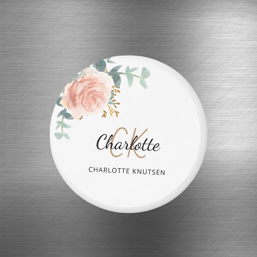 ローズゴールドピンクの花束ユーカリありがとう マグネット