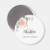 ローズゴールドピンクの花束ユーカリありがとう マグネット (正面/裏面)