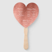 ローズゴールドピンクカリグラフィーハートウェディングプログラム ハンドファン (裏面)