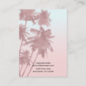 ローズゴールドピンクパームズビーチオンブルパームツリー 名刺 (裏面)
