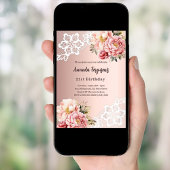 ローズゴールドピンクフローラルレース優雅な誕生日 招待状