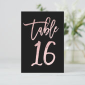 ローズゴールドピンク箔モダンスクリプトテーブルナンバー16 招待状 (スタンド正面)