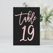 ローズゴールドピンク箔モダンスクリプトテーブルナンバー19 招待状 (スタンド正面)