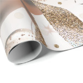 ローズゴールドピンク＆グリッター風船 スイート16パーティー ラッピングペーパー (ロールコーナー)