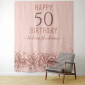 ローズゴールドピンク ハッピー50歳誕生日 タペストリー (インサイチュ)