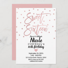 ローズゴールドピンク モダンスクリプト スウィート16 シックスティーン 招待状