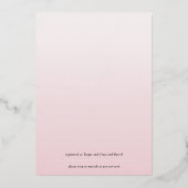 ローズゴールドフォイルフローラ傘ブライダルシャワー招待状 箔招待状 (裏面)