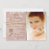 ローズゴールドフォト50歳誕生日 招待状 (正面)