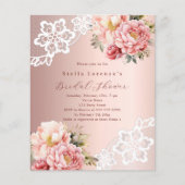 ローズゴールドフローラーズレースブライダルシャワー招待 (正面)