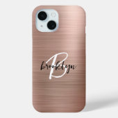 ローズゴールドブラッシュドメタルスクリプトモノグラム Case-Mate iPhoneケース (裏面)