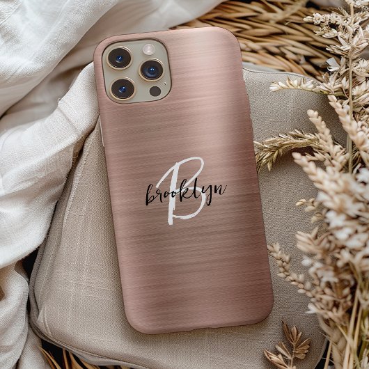 ローズゴールドブラッシュドメタルスクリプトモノグラム Case-Mate iPhoneケース