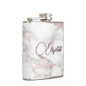 ローズゴールドホワイトマーブルスクリプト名テンプレート最高 フラスク (右)