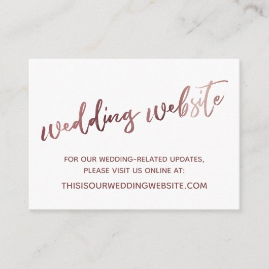 ローズゴールドホワイト ウェディング ウェブサイト セーブザデート カード (正面)