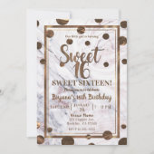 ローズゴールドマーブルブロンズ銅色Sweet+16パーティー 招待状 (正面)