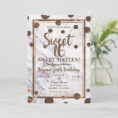 ローズゴールドマーブルブロンズ銅色Sweet+16パーティー 招待状 (スタンド正面)