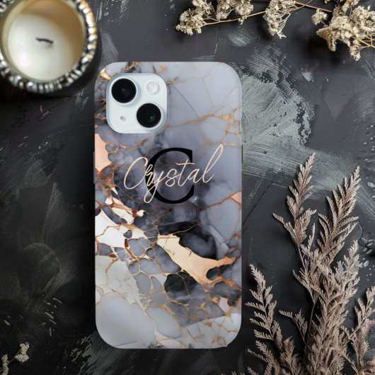 ローズゴールドマーブルモノグラムカスタム Case-Mate iPhoneケース